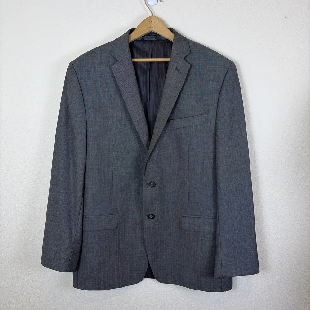 Calvin Klein Men's Blazer Sport Coat Size 44R Gray 100% Wool Slim Fit 2 Button